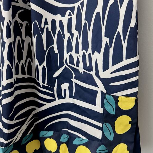 STAUD Parke Top Navy Citrus Lemon Print Shirt XS Bold Graphic Print Dopamine NWT - Picture 11 of 14